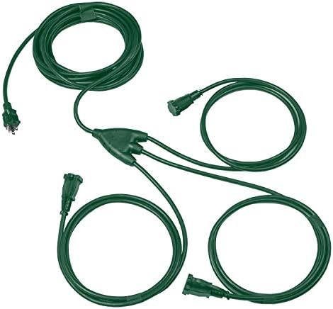 1 to 3 Extension Cord Splitter - 13 Foot Black Power Cord Splitter - 16/3 SJTW Outdoor Outlet & Plug Splitter Cable