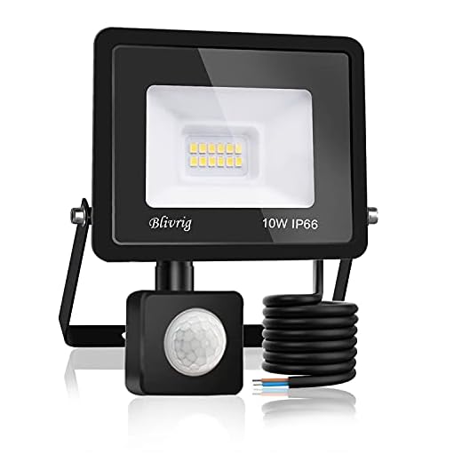 Blivrig Projecteur LED exterieur Detecteur de Mouvement 10W Blanc Froid 6500K, 1000LM Mur Spot LED extérieur avec Capteur, PIR Phare Puissant, IP66 Lampe de Sécurité, pour Jardin Terrasse Garage