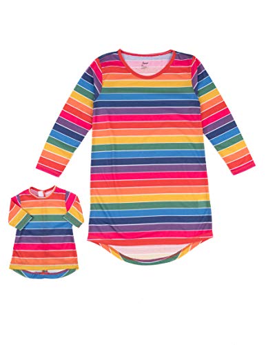 Leveret Kids & Toddler Matching Doll & Girl Nightgown Colorful Stripes (Size 6 Years) #TOP1