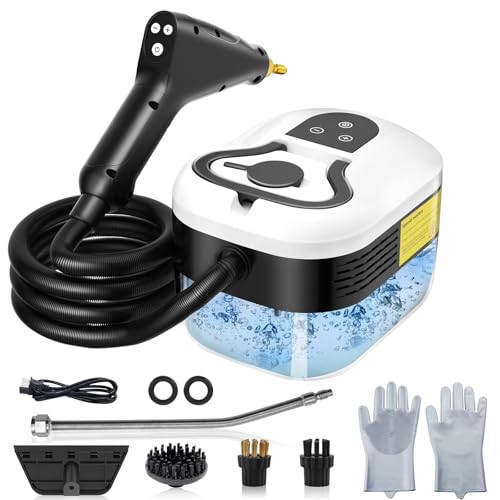 4.5 Bar Limpiador de Vapor Portátil, 2500W Limpiador de Vapor de Mano, Vaporeta Limpieza Hogar, 6 Velocidades Ajustables, Depósito de 1200ML, Para Limpiar Cocinas, Baños, Coches, Ventanas