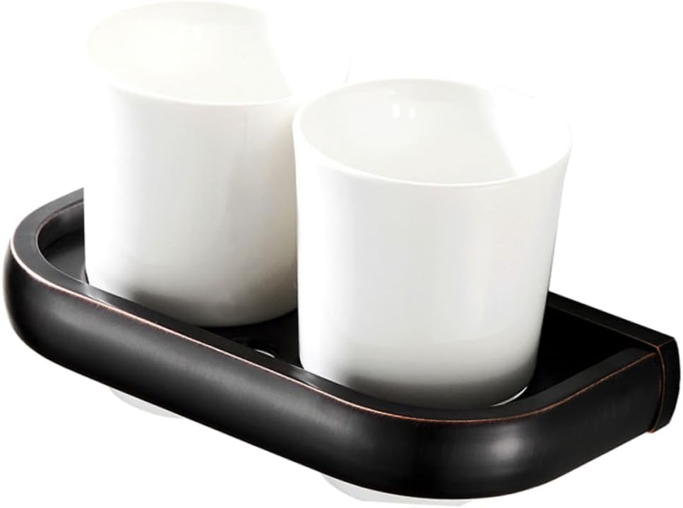 Garneck Black Toothbrush Cup Holder Wall-Mounted Toothbrush Rack Bathroom Decor Hotel Accessory Rust-Resistant Elegant Design