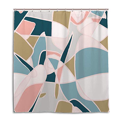 Rideau de douche 70s en polyester imperméable 168x183 cm avec crochets - 2