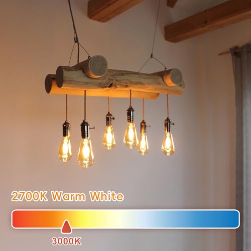 Image of Jensense Edison Bulbs E26 LED Bulb 60 Watt Equivalent, Vintage LED Light Bulbs CRI90+ ST19, Dimmable Clear Light Bulbs (2700k Warm White, 6watt-3 Pack)