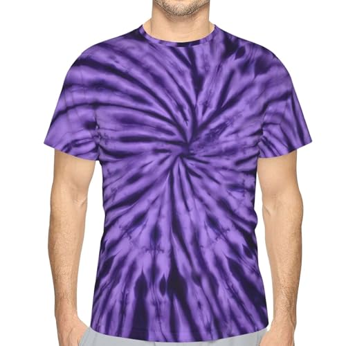 Men's Purple Spider Web Tie Dye Shirt Adult Hippies Tie-Dyed Tshirt Outfit Short Sleeve Tee Clothes Size XL