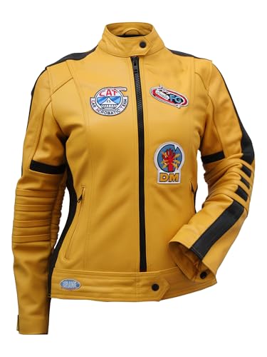Wear Hides Famous Uma Thurmans Kill Yellow Bride Motorcycle Jacket - Womens The Bride Halloween Costume Unisex Cowhide Leather Jacket