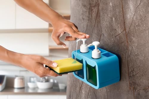 Image of MARKWELL Plastic Wall Mounted Soap Shampoo Conditioner Hand Wash Gel Dispenser Liquid Soap Sanitizer Dispenser for Bathroom Basin Kitchen Sink 350 Ml Pack of 1