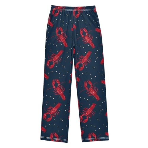 ALAZA Lobster Blue Polka Dots Pajama Lounge Pants Long Sleep Pajama Bottoms with Pockets