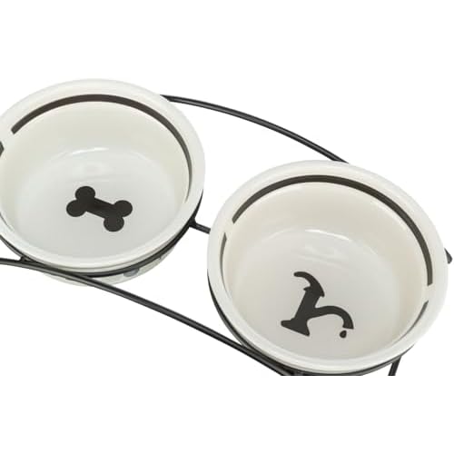 Trixie 24642 Napf-Set Eat on Feet, 2 × 1,6 l/ø20 cm, weiß/schwarz