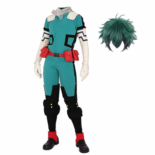 IGHSNZUH Disfraz de Cosplay de MHA, Disfraz de Halloween de Dabi/Todoroki Shouto/Midoriya Izuku/Chisaki Kai, Mono con máscara, Peluca, Traje de Cosplay for Hombre y niño(Midoriya Izuku,XXL)