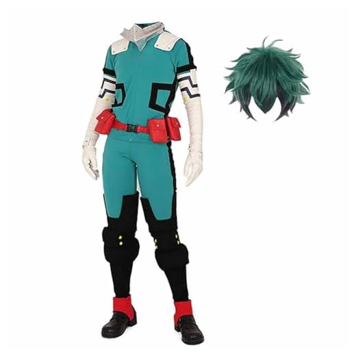 IGHSNZUH Disfraz de Cosplay de MHA, Disfraz de Halloween de Dabi/Todoroki Shouto/Midoriya Izuku/Chisaki Kai, Mono con máscara, Peluca, Traje de Cosplay for Hombre y niño(Midoriya Izuku,XXL)