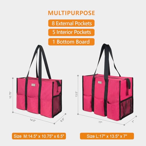Image of TOPDesign Utility Water Resistant Tote Bag with 13 Pockets, Top Zipper Closure & Thick Bottom Support, for Working Women