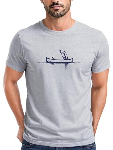 Neverless® Herren T-Shirt Bär Familie Kanu Outdoor Fashion Streetstyle Grau L