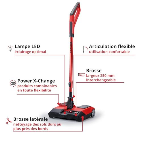 Balai sans fil avec brosse cylindrique large de 250 mm et manche télescopique Einhell 18 V