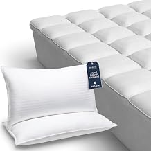 Beckham Hotel Collection King Size Down Alternative Pillows, Set of 2 and King Size Hybrid Mattress Protector & Pad