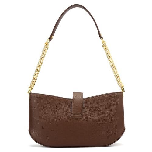 Image of Da Milano Small Leather Shoulder Bag - Brown (01502OL)