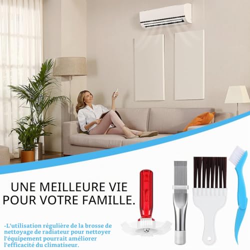 XPOOP 4 Pièces Peignes à Ailettes de Climatisation, Brosse de Nettoyage de Climatiseur, Peigne Climatiseur Nettoyant Climatisation Maison, pour AC, Réfrigérateur, Fenêtre – vue 5