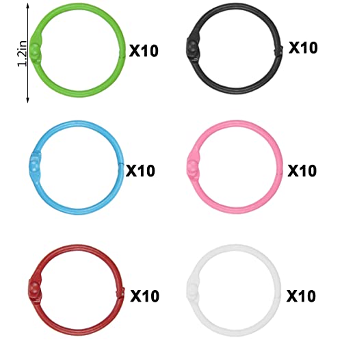 Loose Leaf Binder Rings 1Inch 60Pcs Office Book Rings Metal Small Binder Rings, Flash Card Rings, Assorted Colors Notebook Paper Rings, Index Card Rings For School, Home Or Office(6 Colors) #TOP2