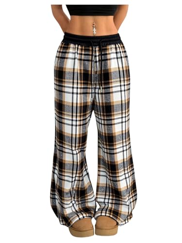 Image of SOLY HUX Women's Plaid Checkered Pants Flannel Pajama Pants with Pockets