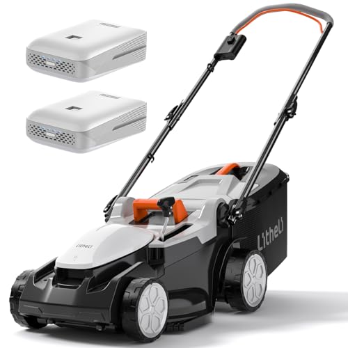 U20 Litheli Akku Rasenmäher, 2 x 20V, 37cm Schnittbreite, bis 300 m², 40L Fangkorb, 25-75 mm...