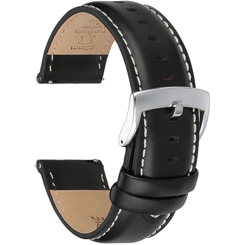 CORROPELLE Leather Watch Straps Quick Release Elegant Top Grain Leather Watch Strap Bands Replacement for Men and Women Watches and Smartwatch Choice of Width 18mm 19mm 20mm 21mm 22mm
