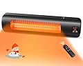 Electric Patio Heater Wall-Mounted Outdoor Heater with Remote Control, Indoor/Outdoor Infrared Heater, 1500W Quiet Heater with LED Display, 3 Seconds Instant Warm 24H Timer