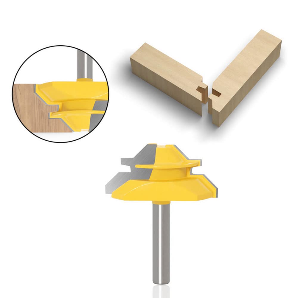 45 Grados Cerradura Mitre Router Bit con 8 mm vástago de carburo fresa de junta profesional para carpintería herramientas