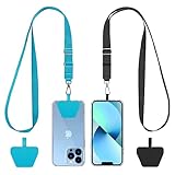 CACOE Handykette Universal 2 Packs - 2× Einstellbar Halsband Schlüsselband, 2× Durable Patches, Lanyard Handy Umhängeband kompatibel mit meisten Smartphone