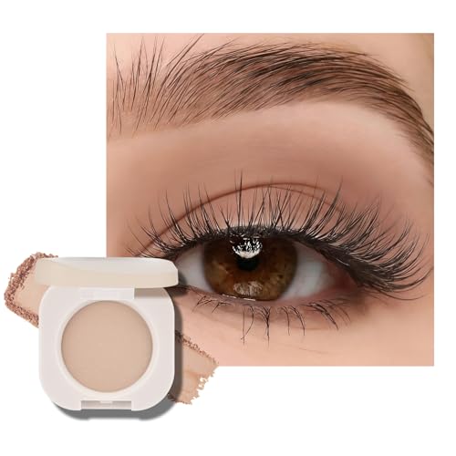 KYDA Beige Brown Matte Single Eyeshadow, Matte Nude Brown Eyeshadow Compact, Ultra-fine Lightweight, Crease-proof High Pigmented Formula, Korean Mini Eyes Makeup, Milk Tea