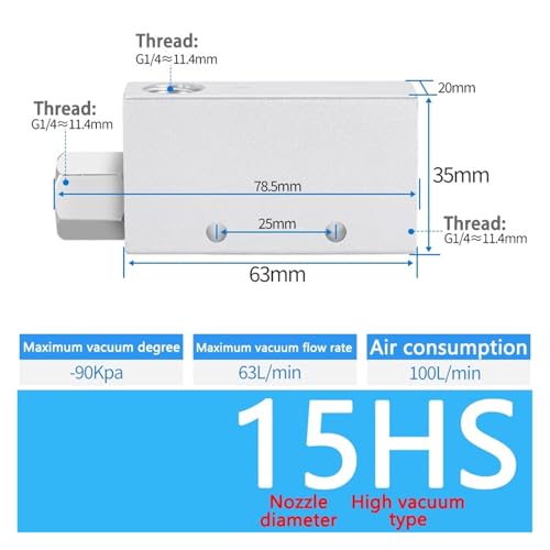 Générateur de vide pneumatique 25HS pour stabiliser la manipulation de pièces légères