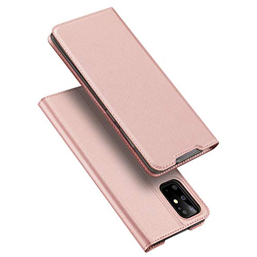 DUX DUCIS Cover Samsung Galaxy S20 Plus, Flip Caso Custodia Pelle PU con [Funzione Stand] [Slot Cart] [Magnetica] per Samsung Galaxy S20 Plus (Oro Rosa)