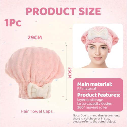 FrostyFlair Mikrofaser Handtuch Haare, Extra Weich Und Extrem Saugfähig Haarturban, Trockenhauben für Haare, Haarhandtuch für Mädchen Und Frauen, Rosa