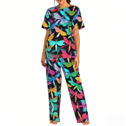 Pyjama confortable femme motif libellules idéal pour relaxer