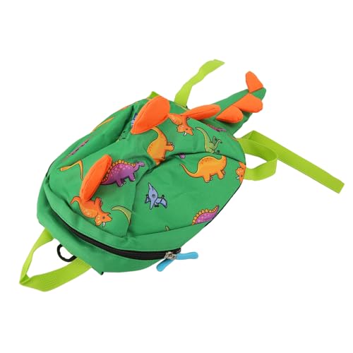AMONIDA Mochila Infantil Com Trela, Design Fofo de Dinossauro Evita Perda, Ideal para Crianças de 2 a 4 Anos, Tecido Oxford Leve (Verde)