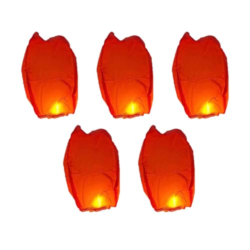 LVYUDS Fiesta Linternas Chinas Del Cielo Seguros Farolillos Voladores Con Bolígrafo Escribe Tu Deseo Confía Tus Esperanzas Para Ocasiones Festivas(Red,5pcs,80cm)