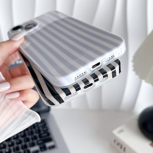 Yeddabox for iPhone 14 Case Cute Striped Phone Case Soft TPU Slim Shockproof Phone Cover for Women Girls, Blue and White - Image 6
