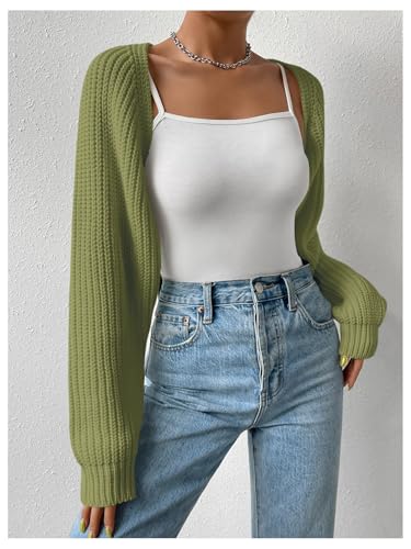 Image of Verdusa Women's Y2k Cropped Cardigan Sweaters Lightweight Knit Open Front Bolero Shrugs Spring Fall Outfits