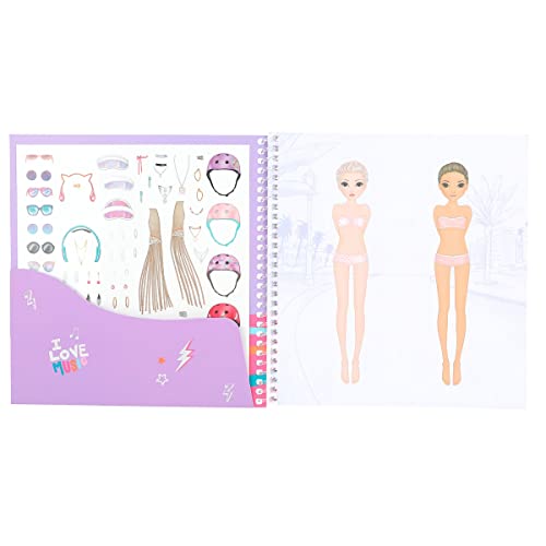 Depesche 12077 TOPModel Tiny Dancer Dress 24 Pages to Design Fashion Outfits, Spiral Book Includes 11 Sheet with Beautiful Stickers, Multicoloured, ca. 18 x 17,5 x 1 cm - Image 4