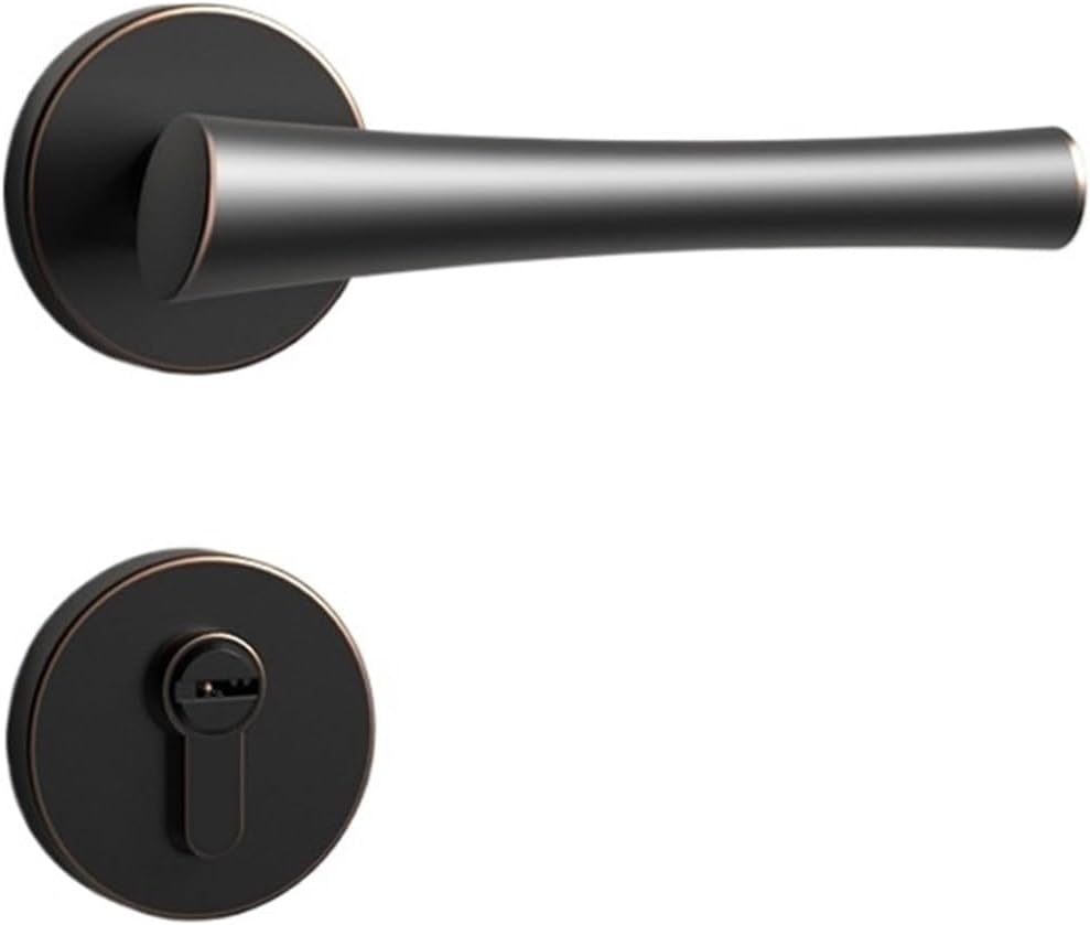 Door Lock Silent Room Door Lock Indoor Bedroom Door Lock Room Door Lock Suitable for Door Thickness 35-50mm(Bright Gold,Without Key)