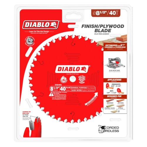 Image of Diablo General Purpose Saw Blade for Wood - Tico Hi-Density Carbide - 8-1 /2 inch Diameter, 40 ATB Teeth, 5 /8 inch Arbor, .094 inch Kerf, 15 Hook Angle, .063 inch Plate, 9000 Max RPM - D0840S