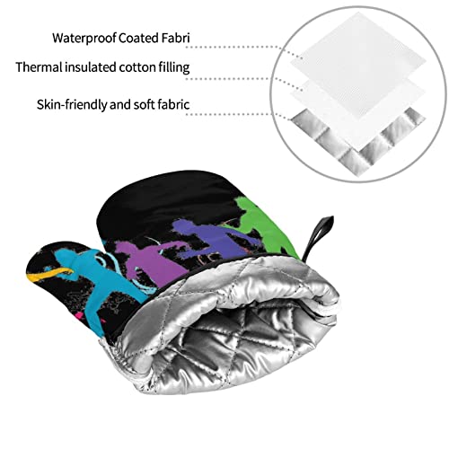 Abstract People Oven Mitts And Pot Holders Sets Of 4 Heat Resistant Oven Gloves And Potholder For Kitchen Bbq Cooking Baking #TOP6