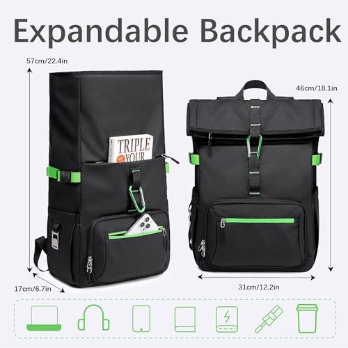 LOIDOU Laptop Backpack with Lunch Box Compartment for Men Women, 15.6 Inch TSA Large Work Backpack Lunch Bag, Water Resistant Expandable Rolltop Backpacks Gifts for Commute, Office, College, Black4