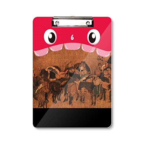 Porte-bloc en soie Tea Horse Road A4 avec motif de cheval chinois