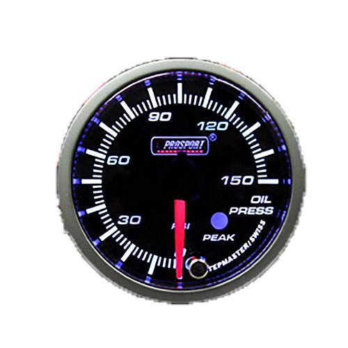 Oil Pressure Gauge-with Peak and Warning Electrical Amber/White Premium Series 52mm (2 1/16