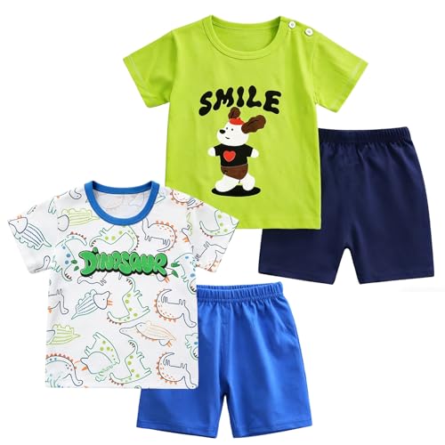 Image of Toddler Boys 4 PCs T-shirts and Shorts Set Baby Summer Clothes Outfit