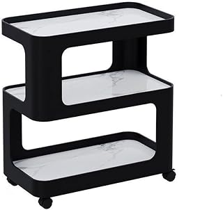 Removable Rock Plate Sofa Side Table with Wheels - Small End Table for Living Room, Simple Modern Design - Coffee Table Iron Corner Table Small End Tables - Light Luxury Decor Piece