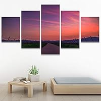 SIGNWIN 5 Panel Canvas Wall Art Colors of The Sky for Home Decorations Ready to Hang - 60