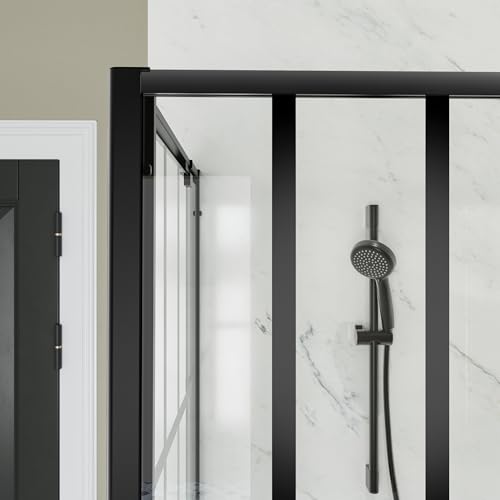 Corner Shower Enclosure 36 in.D x 36 in. W x 72 in. H, Single Pivot Shower Door with 1/4 in. Clear Tempered Glass, Black Framed Sliding Shower Enclosure (Shower Base Not Included)