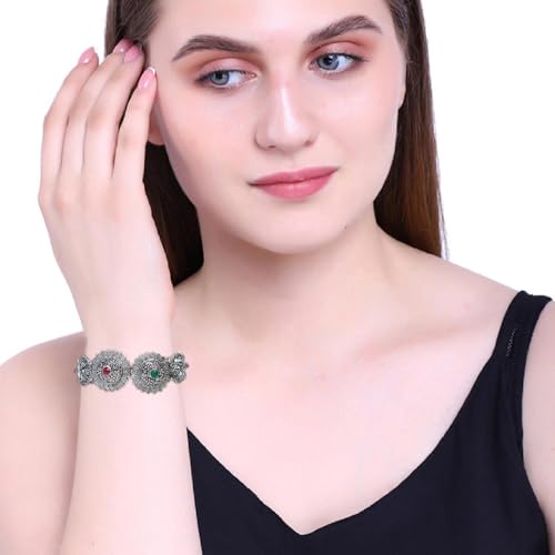 Efulgenz Indian Oxidized Bangle Bracelet Set for Women Boho Oxidized Antique Crystal Hinge Openable Bracelet Bangle Set Fashion Statement Wedding Jewelry for Women (2 Pcs)4