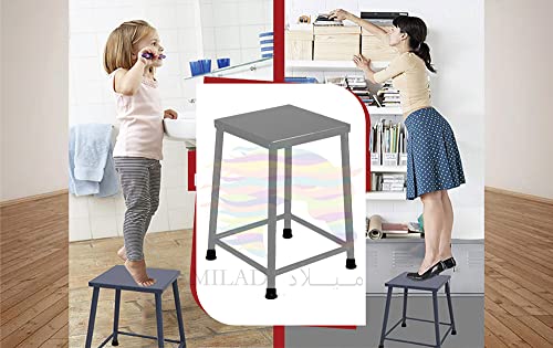 Image of MILAD SAIFIX Sitting Stool for Indoor Or Outdoor | Metal Lightweight Stool for Office, Kitchen & Garden | Heavy Duty Table (30 L x 30 W x 50 H CM's, Silver Color)