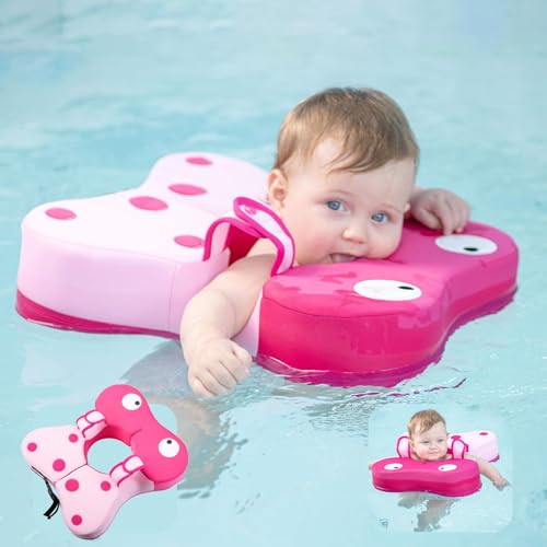 AZONEE Non Inflatable Free Float Infant Swim Pool Safer Swimming Loop Soft Waterproof Swim Ring with Safe Bottom Support for Babies Adjustable and Suitable for 6-36 Months Baby Boys Grils